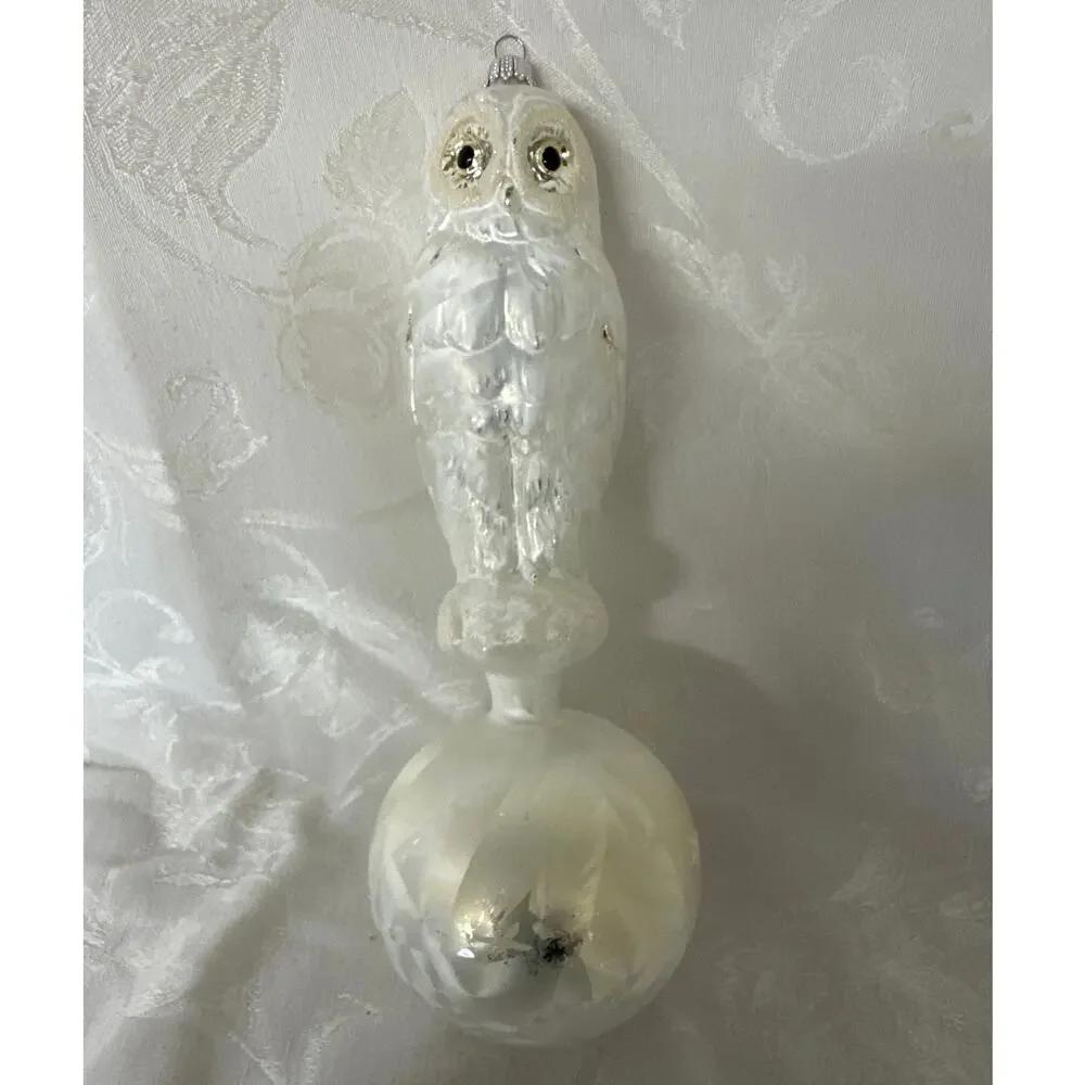 RARE Limited Edition 400 Years LAUSCHA Snowy Owl on Ball Glass Ornament 214/400